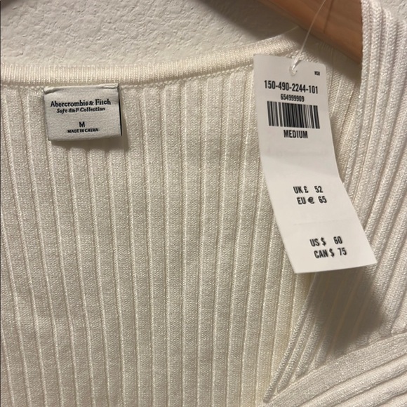 Abercrombie & Fitch Cream Ribbed Wrap Blouse - Picture 2 of 3